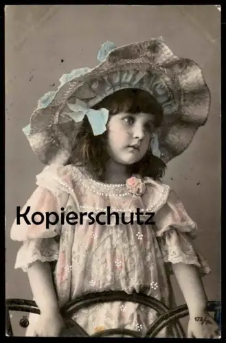 ALTE POSTKARTE MÄDCHEN MIT HUT VERTRÄUMTER BLICK KIND girl enfant child femme Ansichtskarte AK cpa postcard