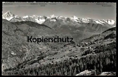 ÄLTERE POSTKARTE GRÄCHEN 1614 M MIT DEN BERNERALPEN Berner Alpen Breithorn Schweiz Suisse cpa AK Ansichtskarte postcard