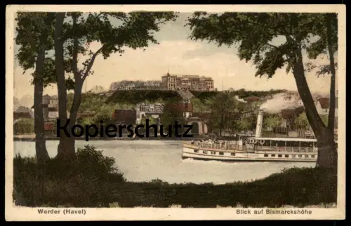 ALTE POSTKARTE WERDER HAVEL BLICK AUF BISMARCKSHÖHE Schiff Dampfer Steamer Bismarckhöhe cpa AK Ansichtskarte postcard
