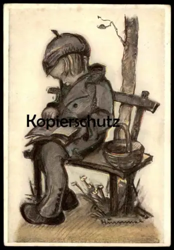 ALTE POSTKARTE VERSUNKEN HUMMEL BUCH EMIL FINK VERLAG STEMPEL BAYER I.G. WERK book cpa AK Ansichtskarte postcard