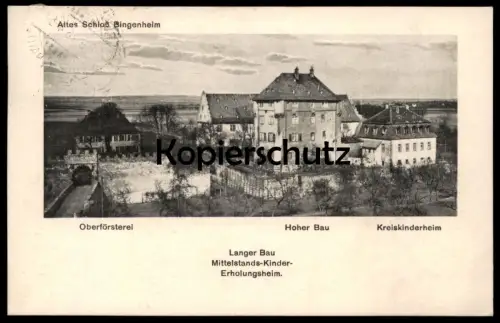 ALTE POSTKARTE ALTES SCHLOSS BINGENHEIM LANGER BAU MITTELSTANDS-KINDER-ERHOLUNGSHEIM castle chateau Echzell-Bingenheim