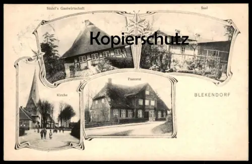 ALTE POSTKARTE BLEKENDORF SAAL KIRCHE PASTORAT SÜDEL'S GASTWIRTSCHAFT cpa AK Ansichtskarte postcard