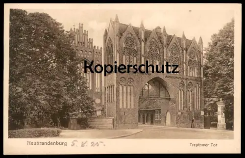 ALTE POSTKARTE NEUBRANDENBURG TREPTOWER TOR LITFASS-SÄULE gate porte Ansichtskarte cpa AK postcard