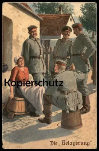 ALTE POSTKARTE DIE BELAGERUNG SOLDATEN BELAGERN FRAU IMMER FACHMANN KÜNSTLER KARTE NR.12 cpa AK Ansichtskarte postcard