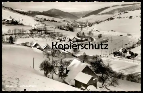 ÄLTERE POSTKARTE WESTFELD HOCHSAUERLAND GASTHOF PENSION SCHNEIDER FERNRUF OBERKIRCHEN Winter Schmallenberg cpa postcard