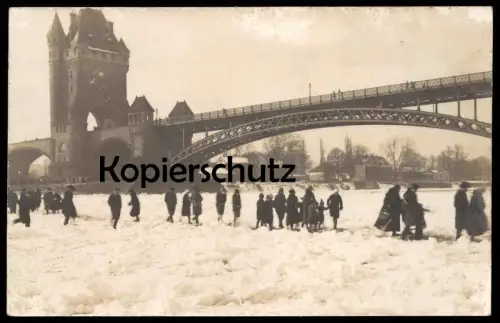 ALTE POSTKARTE WORMS NIBELUNGENTURM ZUGEFRORENER RHEIN WINTER 1929 frozen Rhine Rhin gelé postcard Ansichtskarte AK cpa