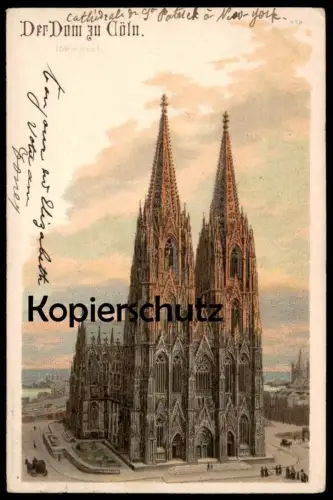 ALTE LITHO KÜNSTLER POSTKARTE DER DOM ZU CÖLN 1903 Köln Kirche Ansichtskarte AK cpa postcard
