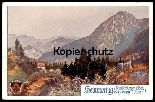 ALTE KÜNSTLER POSTKARTE SEMMERING AUSBLICK VOM HOTEL ERZHERZOG JOHANN postcard Ansichtskarte AK cpa