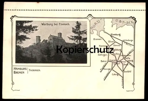 ALTE POSTKARTE HAMBURG BREMEN THÜRINGEN WARTBURG BEI EISENACH DEUTSCHE EISENBAHNEN cpa AK Ansichtskarte postcard