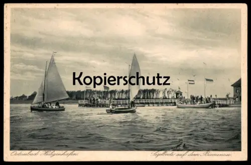 ALTE POSTKARTE OSTSEEBAD HEILIGENHAFEN SEGELBOOTE AUF DEM BINNENSEE Fliegerausbildungsbattalion 26 AK cpa Ansichtskarte