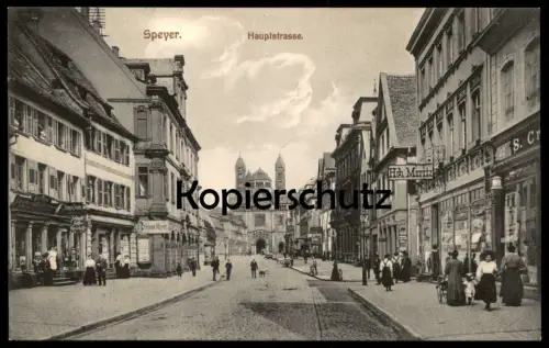 ALTE POSTKARTE SPEYER HAUPTSTRASSE SIMON MAYER HEINRICH MORITZ FRANZ TRIEBS SCHMIDT'S KAFFEE Ansichtskarte AK postcard
