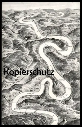 ALTE POSTKARTE DIE SCHÖNE MOSEL LANDKARTE Uerzig Alf Bullay Trarbach Kinderbeuren Bonsbeuren Bengel Ansichtskarte cpa AK