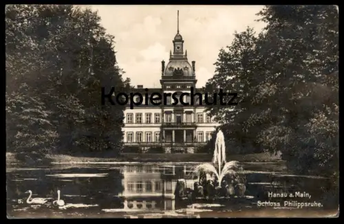 ALTE POSTKARTE HANAU AM MAIN SCHLOSS PHILIPPSRUHE 1929 SPRINGBRUNNEN Brunnen castle chateau cpa Ansichtskarte postcard