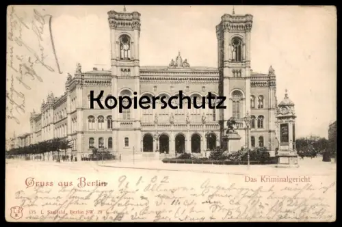 ALTE POSTKARTE GRUSS AUS BERLIN DAS KRIMINALGERICHT Gericht Moabit court justice tribunal postcard Ansichtskarte cpa AK