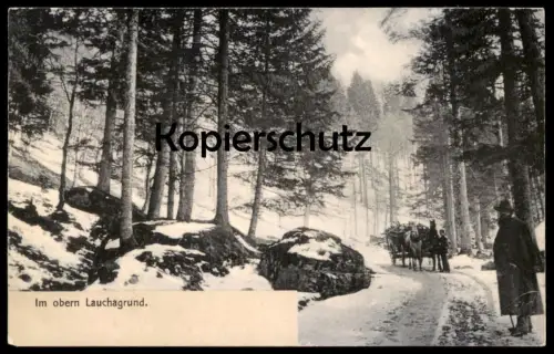ALTE POSTKARTE IM OBERN LAUCHAGRUND OBERER OBEREN Tabarz Stimmungsbild Winter Pferdefuhrwerk Holz Beruf Ansichtskarte AK