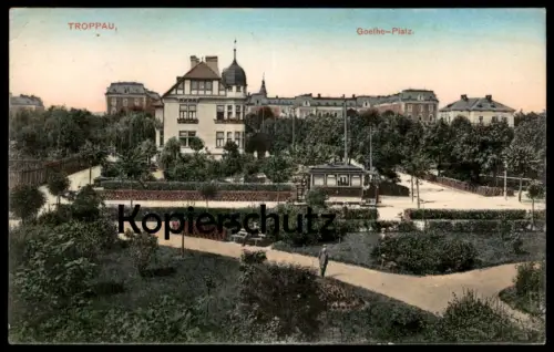 ALTE POSTKARTE TROPPAU GOETHE-PLATZ Opava Studentika Ceska Strassenbahn tramway Marke Salzburger Hochschulverein AK cpa