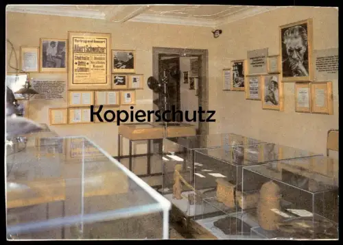 ÄLTERE POSTKARTE ALBERT-SCHWEITZER-GEDENKSTÄTTE WEIMAR BLICK IN EINEN DER AUSSTELLUNGSRÄUME postcard Ansichtskarte AK