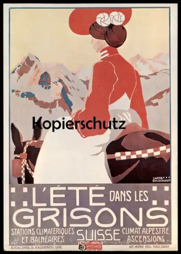 ÄLTERE REPRO POSTKARTE CANTON L'ETE DANS LES GRISONS SUISSE VERKEHRSVEREIN GRAUBÜNDEN JAKOB BOLLSCHWEILER postcard AK