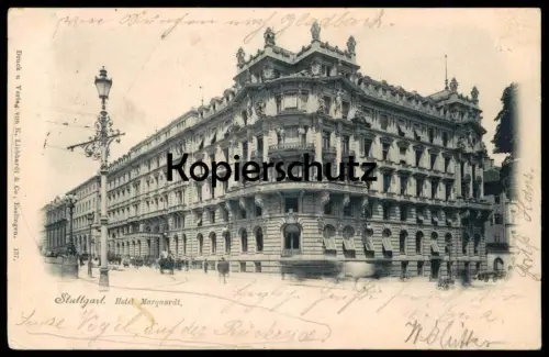 ALTE POSTKARTE STUTTGART HOTEL MARQUARDT 1898 Stempel Wangen sowie Ulm Bahnhof Ansichtskarte cpa postcard AK