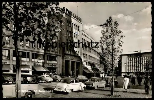 ÄLTERE POSTKARTE GELSENKIRCHEN NEUMARKT VW KÄFER OPEL STOLLWERCK SPARKASSE Auto car Ansichtskarte cpa postcard AK