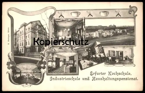 ALTE POSTKARTE ERFURTER KOCHSCHULE INDUSTRIESCHULE UND HAUSHALTUNGSPENSIONAT ERFURT cooking postcard Ansichtskarte cpa