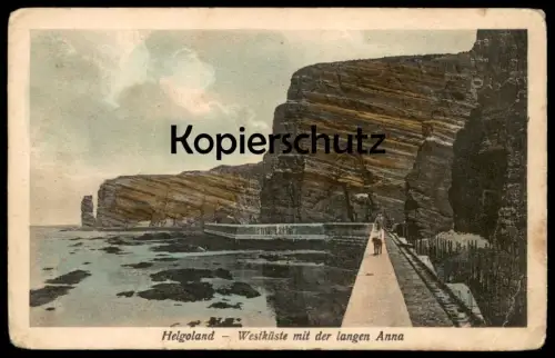 ALTE POSTKARTE HELGOLAND WESTKÜSTE MIT DER LANGEN ANNA Lange Anna Hund dog chien postcard Ansichtskarte AK cpa
