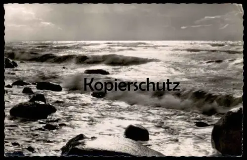 ÄLTERE POSTKARTE OSTSEEBAD HEILIGENHAFEN ABENDSTIMMUNG AM HOHEN UFER Abend Wellen postcard AK cpa Ansichtskarte