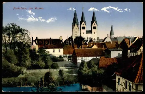 ALTE POSTKARTE PADERBORN AM DAMM DOM PANORAMA TOTALANSICHT cpa Ansichtskarte postcard AK