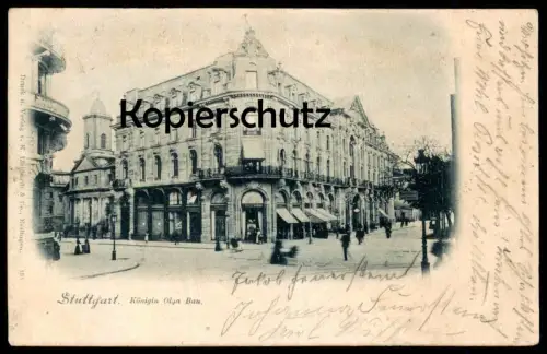 ALTE POSTKARTE STUTTGART KÖNIGIN OLGA BAU 1898 Schild Radfahren verboten Ansichtskarte cpa postcard AK
