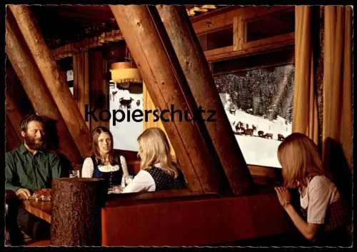ÄLTERE POSTKARTE LOFER GEMÜTLICHKEIT IM RESTAURANT KNAPPENSTADL MIT BLICK ZUR HIRSCHFÜTTERUNG Hirsch Reh roe deer AK