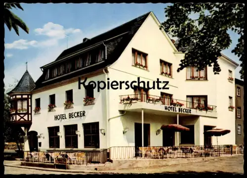 ÄLTERE POSTKARTE HOTEL RESTAURANT BECKER SEIT 1777 RENGSDORF WALDBREITBACH WIEDTAL postcard Ansichtskarte cpa AK