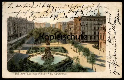 ALTE KÜNSTLER POSTKARTE KÖLN AM RHEIN 1905 KAISER-WILHELM-RING MIT DENKMAL Cöln Ansichtskarte AK cpa postcard