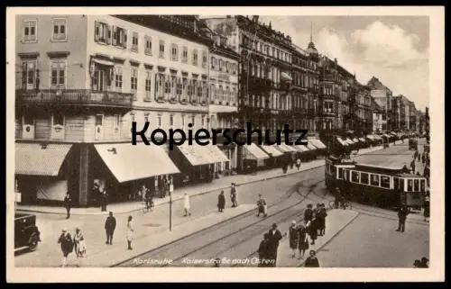 ALTE POSTKARTE KARLSRUHE KAISERSTRASSE NACH OSTEN 1943 Strassenbahn tram tramway Ansichtskarte cpa postcard AK