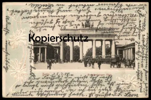 ALTE PRÄGE POSTKARTE BERLIN BRANDENBURGER THOR Tor Parade Passepartout postcard Ansichtskarte AK cpa