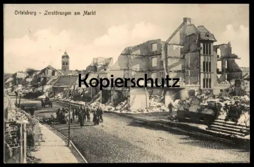 ALTE POSTKARTE ORTELSBURG ZERSTÖRUNGEN AM MARKT Ostpreussen Szczytno postcard Ansichtskarte cpa AK