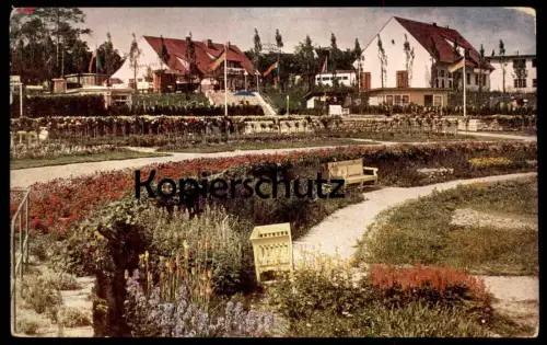 ALTE POSTKARTE BLICK AUF DEN TERRASSENGARTEN DES BERLINER AUSSTELLUNGSGEBÄUDE AM FUNKTURM SOMMERSCHAU BERLIN 1932 AK cpa