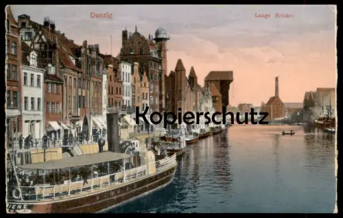 ALTE POSTKARTE DANZIG LANGE BRÜCKE SCHIFF Gdansk Polska Poland postcard Ansichtskarte cpa AK