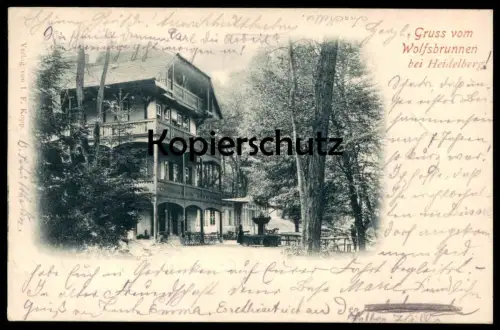 ALTE POSTKARTE GRUSS VOM WOLFSBRUNNEN BEI HEIDELBERG cpa AK Ansichtskarte postcard