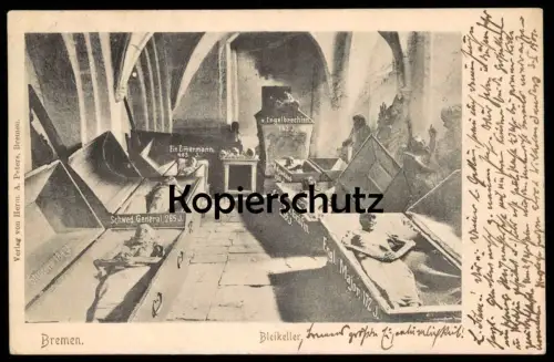 ALTE POSTKARTE BREMEN BLEIKELLER MUMIE TOTENSCHÄDEL grave Grab Bestattung funeral mummy Ansichtskarte cpa postcard AK
