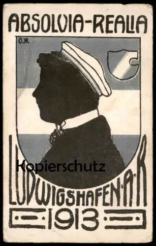 ALTE POSTKARTE LUDWIGSHAFEN ABSOLVIA REALIA 1913 Couleurkarte Studentika Studentica Schule Ansichtskarte postcard cpa AK