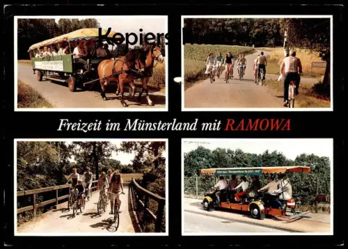 ÄLTERE POSTKARTE FREIZEIT IM MÜNSTERLAND MIT RAMOWA OSTAUSGANG HAUPTBAHNHOF MÜNSTER Hiltrup Ansichtskarte postcard cpa