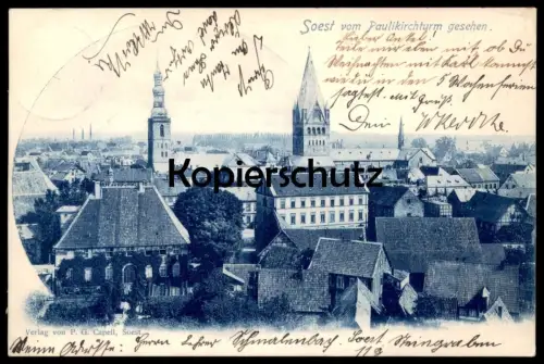 ALTE POSTKARTE SOEST VOM PAULIKIRCHTURM GESEHEN PANORAMA Kirche church église Ansichtskarte postcard cpa AK