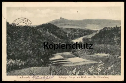 ALTE POSTKARTE BRACKWEDE SPIEGELS BERGE MIT BLICK AUF DIE HÜNENBURG Bielefeld Ansichtskarte cpa postcard AK