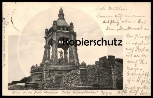 ALTE POSTKARTE GRUSS VON DER PORTA WESTFALICA KAISER WILHELM-DENKMAL Denkmal monument postcard Ansichtskarte cpa AK
