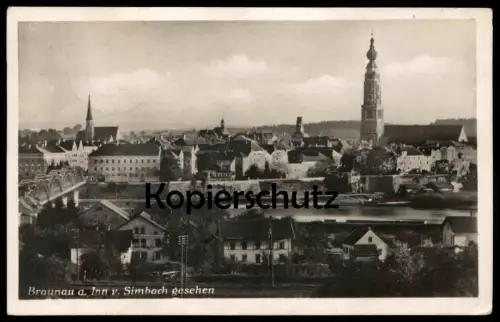ALTE POSTKARTE BRAUNAU AM INN VON SIMBACH GESEHEN 1928 PANORAMA cpa AK Ansichtskarte postcard