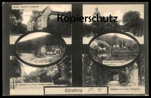 ALTE POSTKARTE EISENBERG THÜRINGEN 1906 SCHLOSS NAUPOLDS MÜHLE PFARR-MÜHLE Ansichtskarte postcard cpa AK