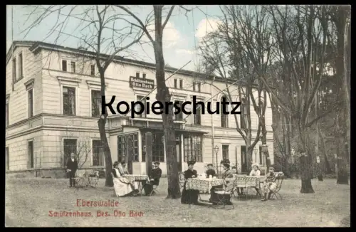 ALTE POSTKARTE EBERSWALDE SCHÜTZENHAUS BESITZER OTTO BACH DAMEN MIT HUT AK Ansichtskarte cpa postcard