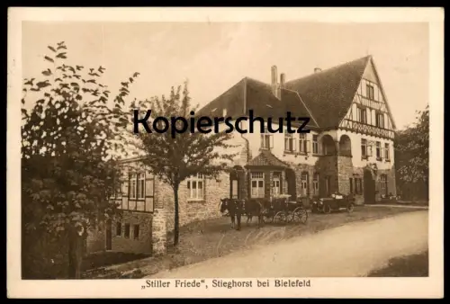 ALTE POSTKARTE STILLER FRIEDE STIEGHORST BEI BIELEFELD AUTO KUTSCHE PFERDE car voiture postcard AK Ansichtskarte cpa