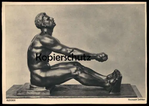 ALTE POSTKARTE HERMANN ZETTLITZER RUDERER 1942 DEUTSCHE PLASTIK Bildhauer sculpteur nude man postcard cpa AK