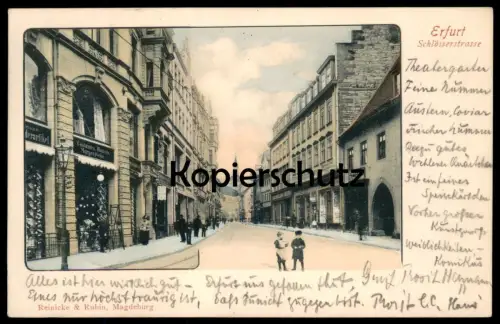 ALTE POSTKARTE ERFURT SCHLÖSSERSTRASSE HUGO HOFFMANN SCHUHE MORGENRÖCKE PELZWAREN postcard AK Ansichtskarte cpa